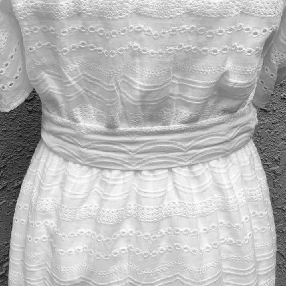 Flying Tomato|Love Colette Balloon Short Sleeve White Eyelet Mini Dress, Small - Picture 8 of 10